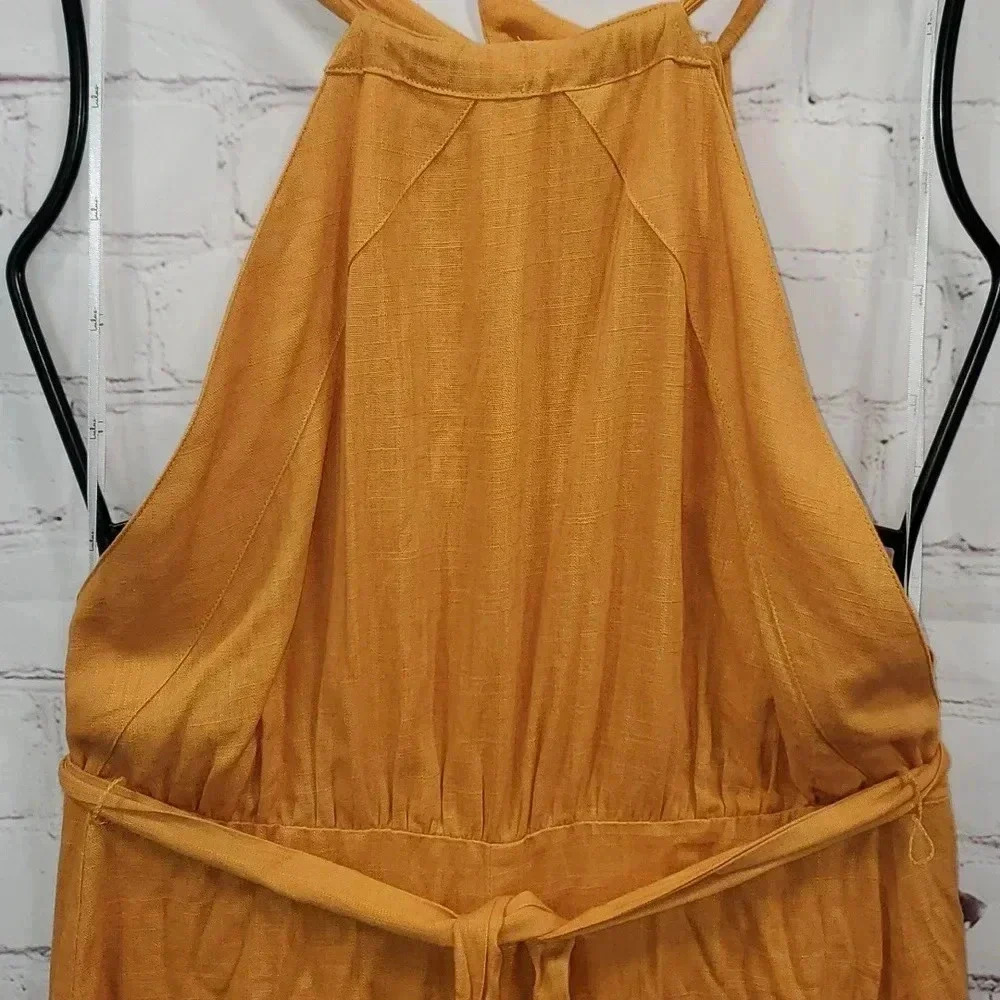 Lulus Reach for Radiance Marigold Halter Wide-Leg Jumpsuit Size M NWT - Picture 6 of 14